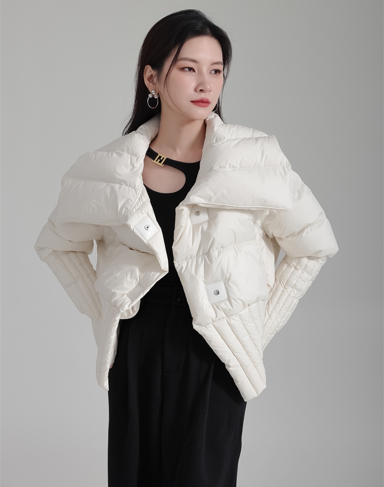 Small fellow down coat large lapel thick coat for women