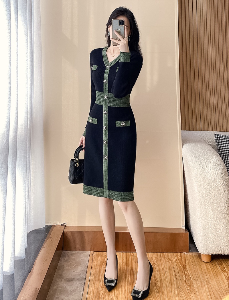 Knitted package hip Korean style bottoming dress for women