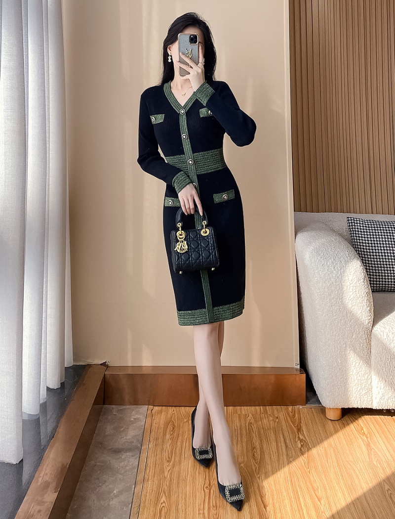 Knitted package hip Korean style bottoming dress for women