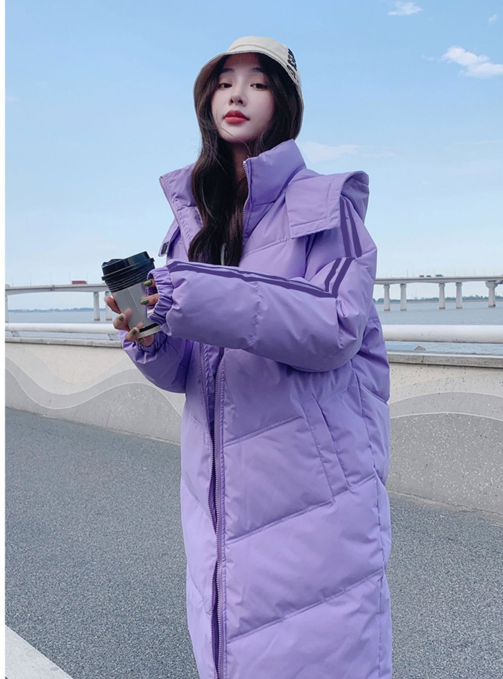 Winter down coat long thick cotton bread clothing