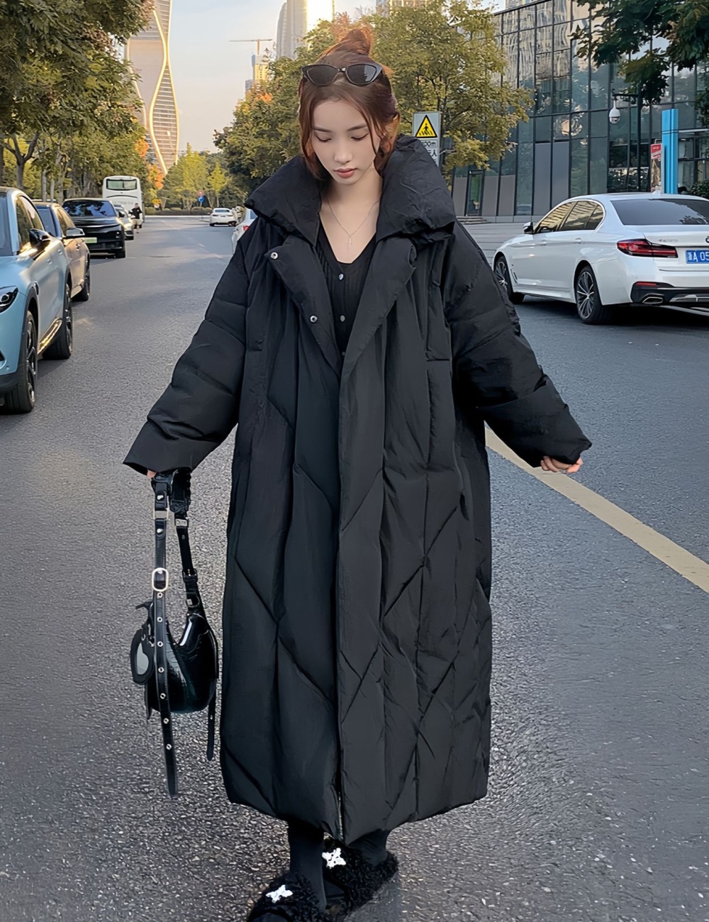 Long exceed knee coat winter fashion cotton coat for women