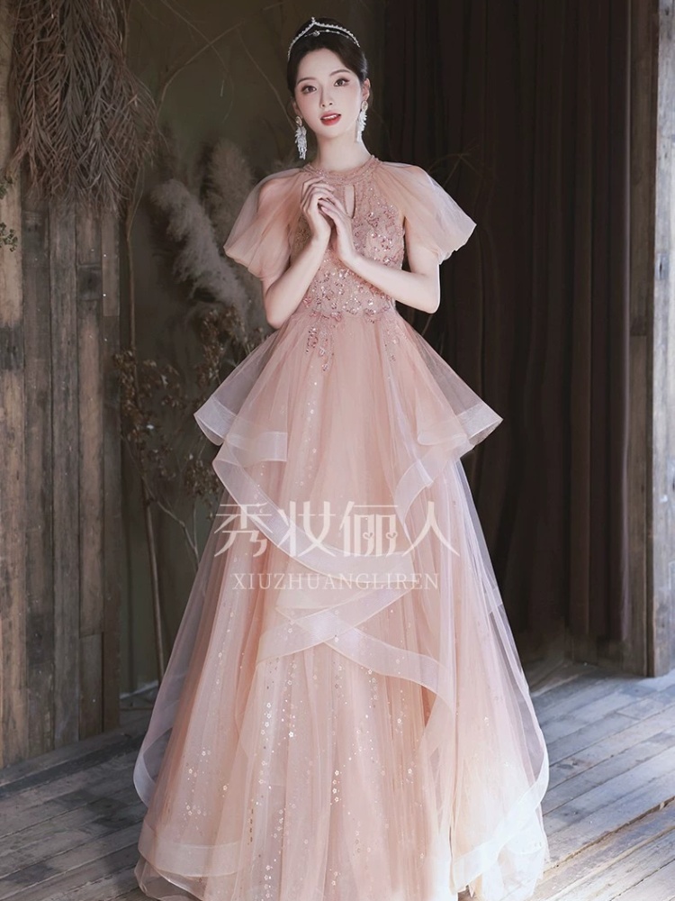 Pink wedding dress evening dress for women