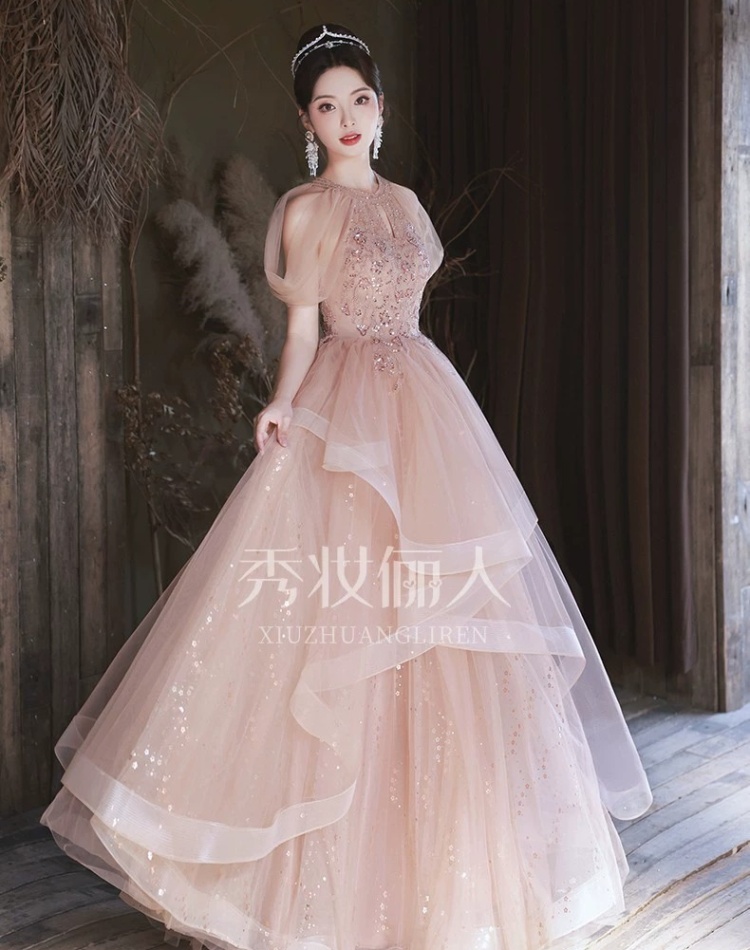 Pink wedding dress evening dress for women