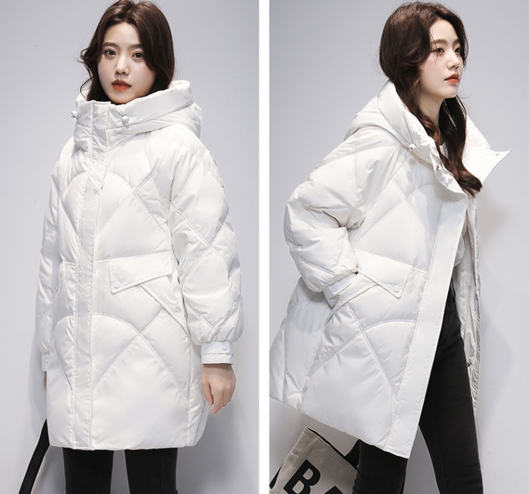 Winter loose glossy down coat long white coat