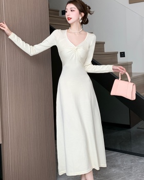 France style pinched waist long dress slim dress for women