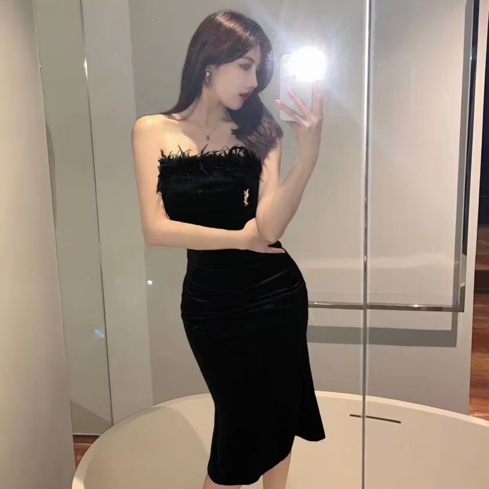 Wrapped chest dress sexy long dress for women