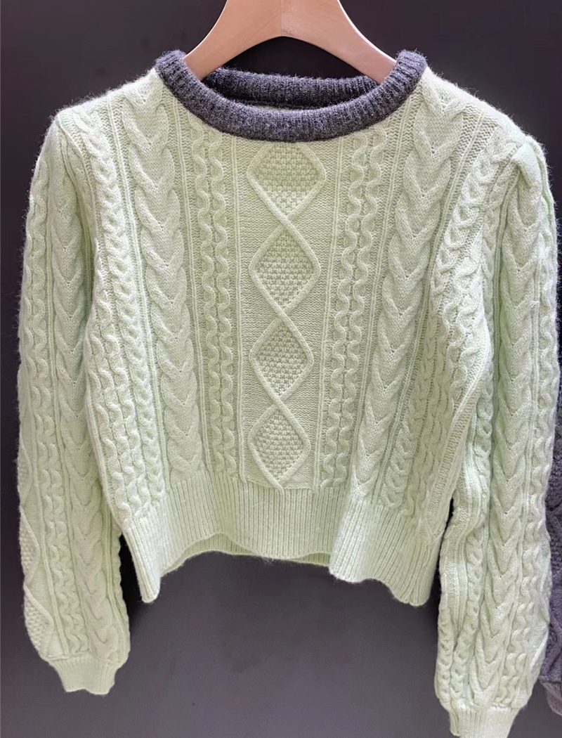 Loose bottoming retro splice mixed colors sweater