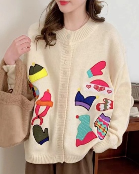 Sweet embroidery coat childlike sweater for women