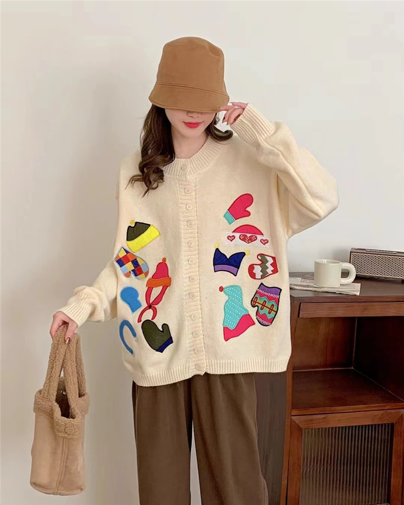 Sweet embroidery coat childlike sweater for women