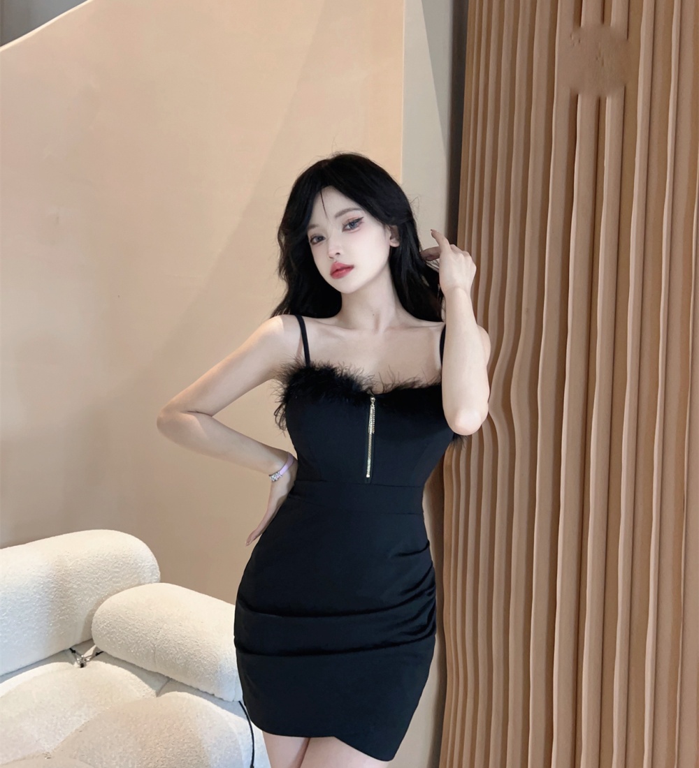 Little sexy sling package hip enticement splice dress