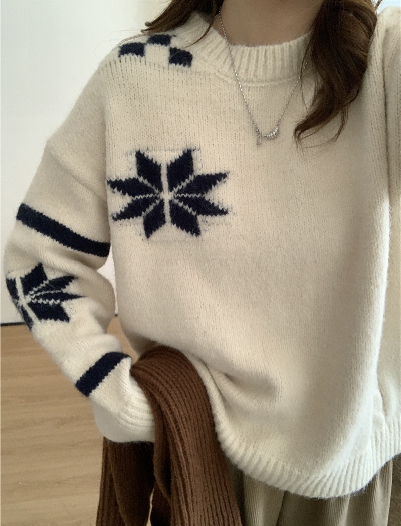 Autumn and winter retro tops lazy flowers sweater
