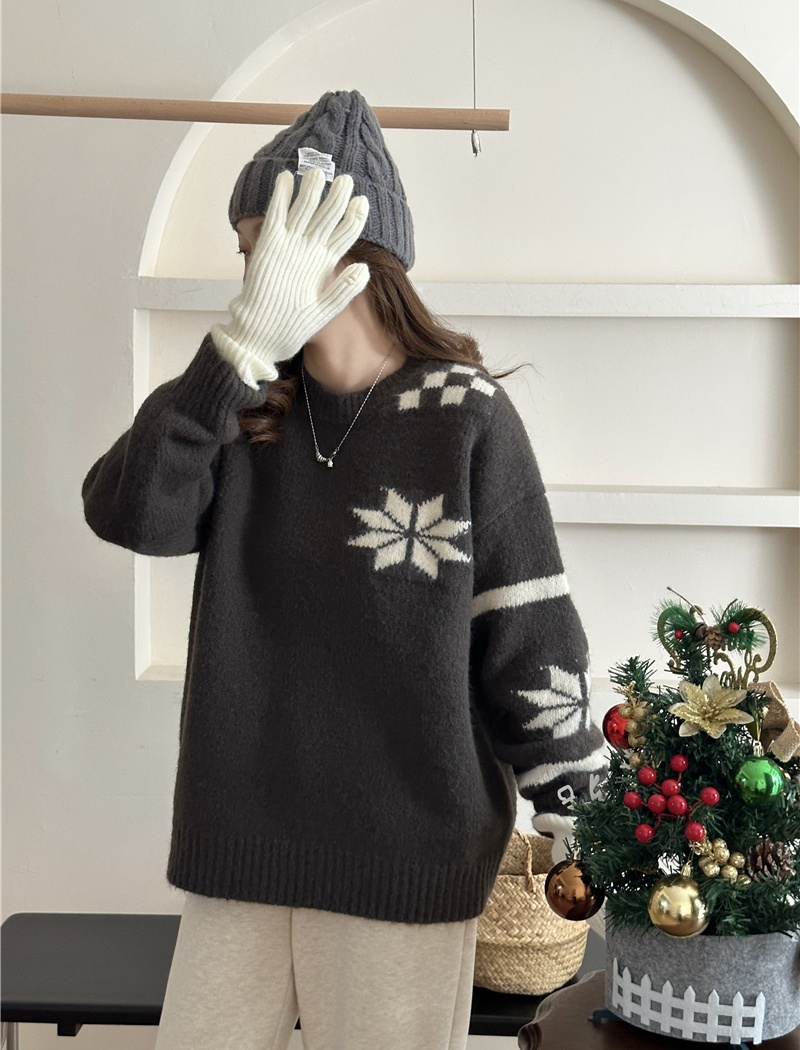 Autumn and winter retro tops lazy flowers sweater