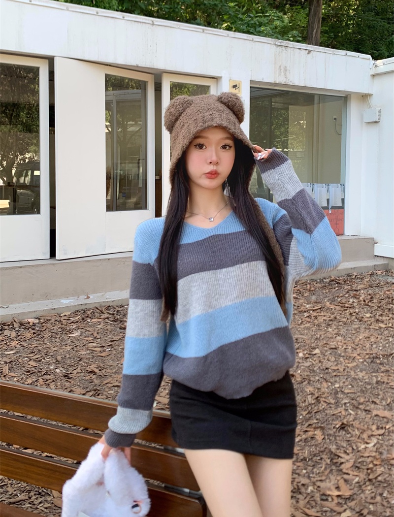 Autumn and winter Korean style tops splice sweater
