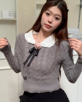 All-match sweet doll collar corset France style short sweater