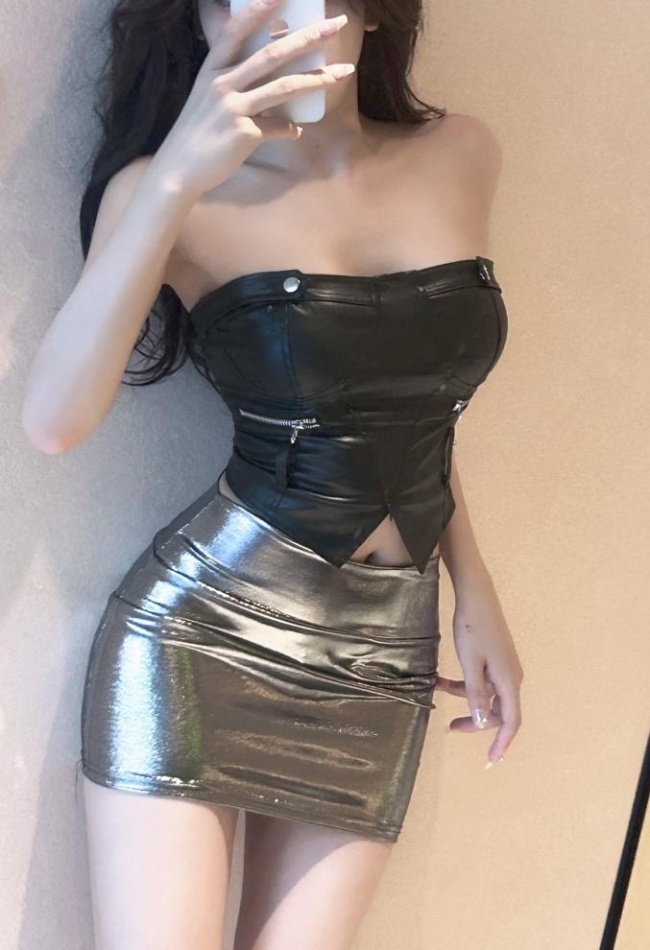 Tight sexy skirt bar silver short skirt for women
