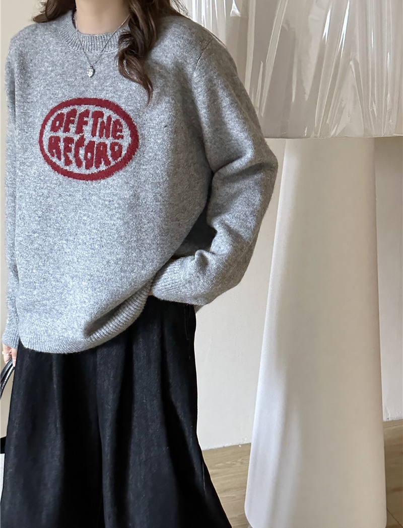 Retro loose jacquard sweater for women