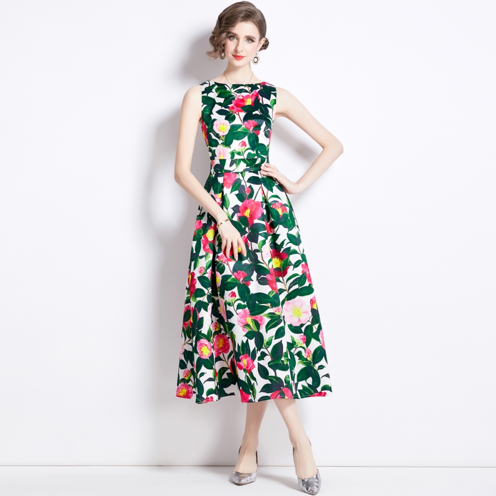 A-line clipping stereoscopic sleeveless dress