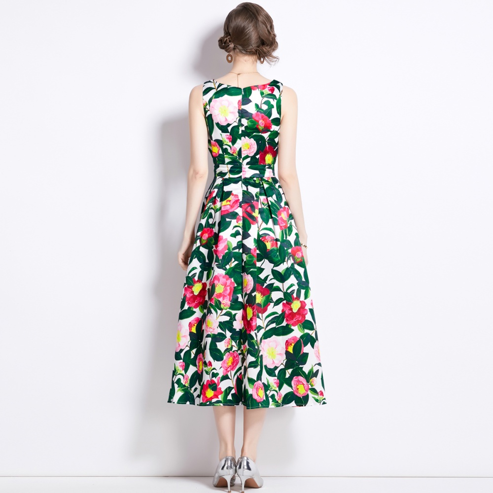A-line clipping stereoscopic sleeveless dress