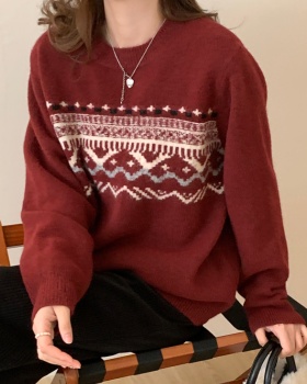 Autumn and winter lazy all-match sweater loose retro tops