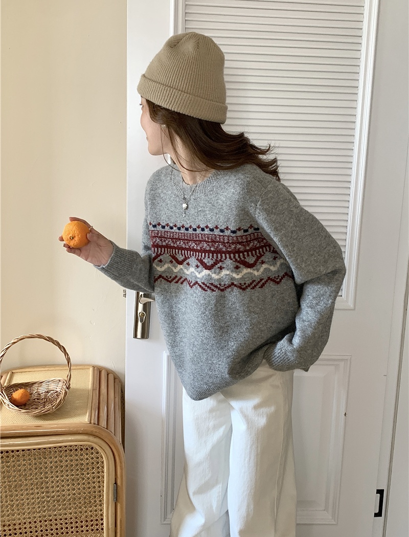 Autumn and winter lazy all-match sweater loose retro tops