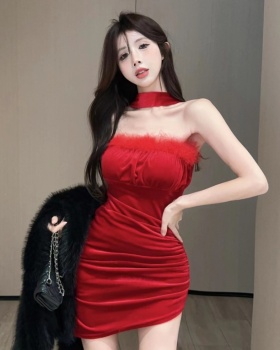 Sexy autumn and winter elmo wrapped chest dress