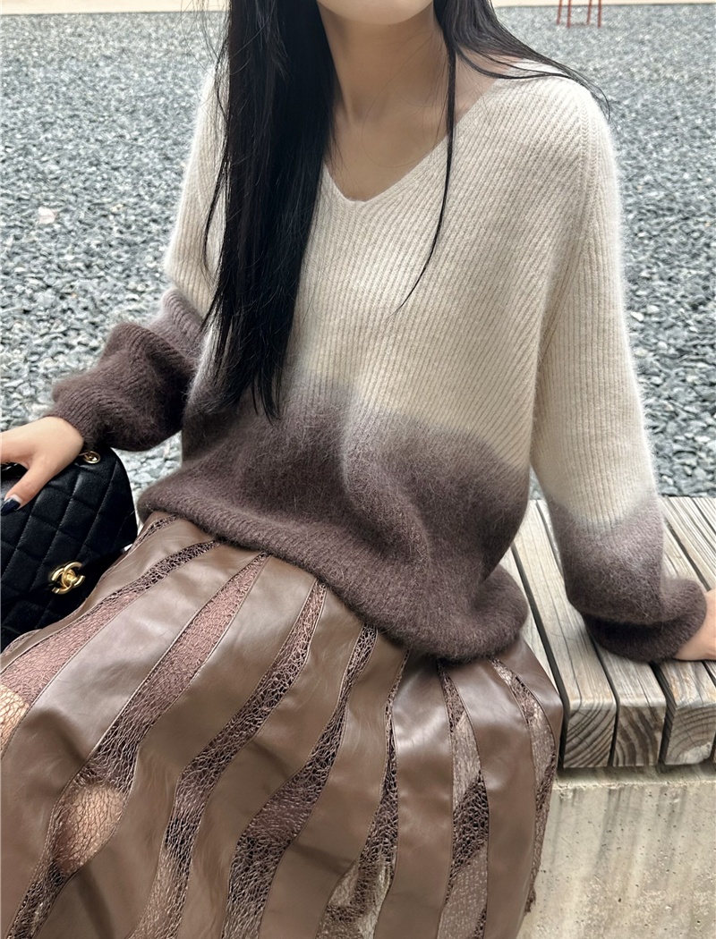 Korean style knitted sweater lazy splice tops