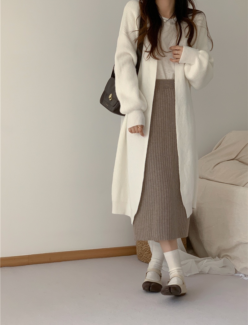 Knitted lazy long tender Korean style coat for women