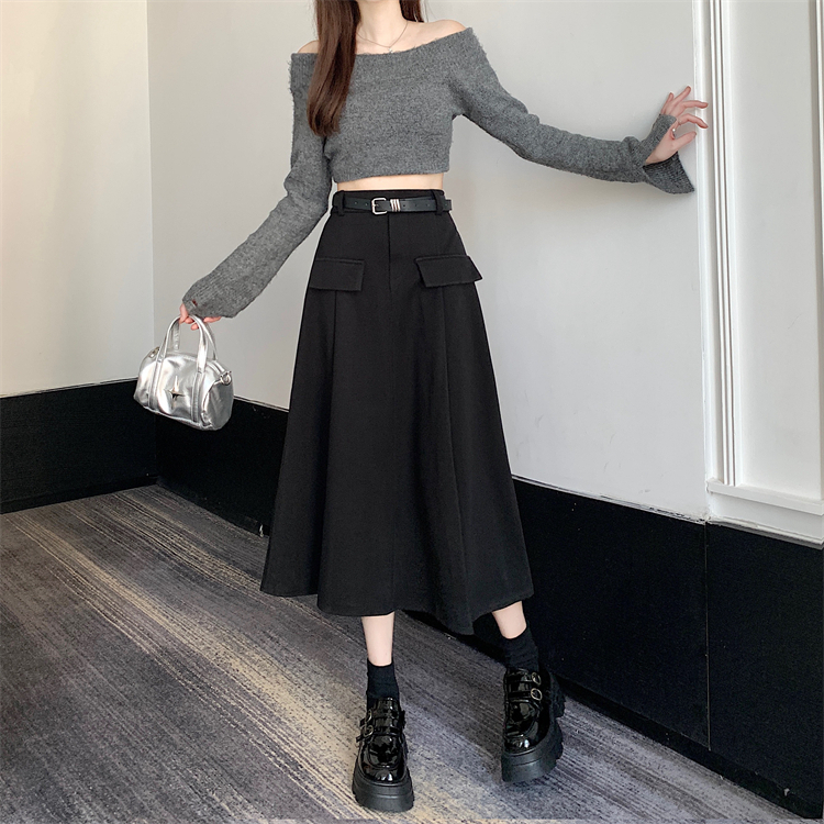 Autumn and winter thick show young Casual woolen slim skirt