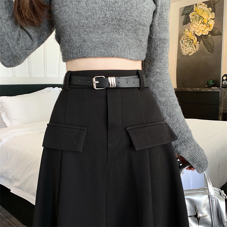 Autumn and winter thick show young Casual woolen slim skirt