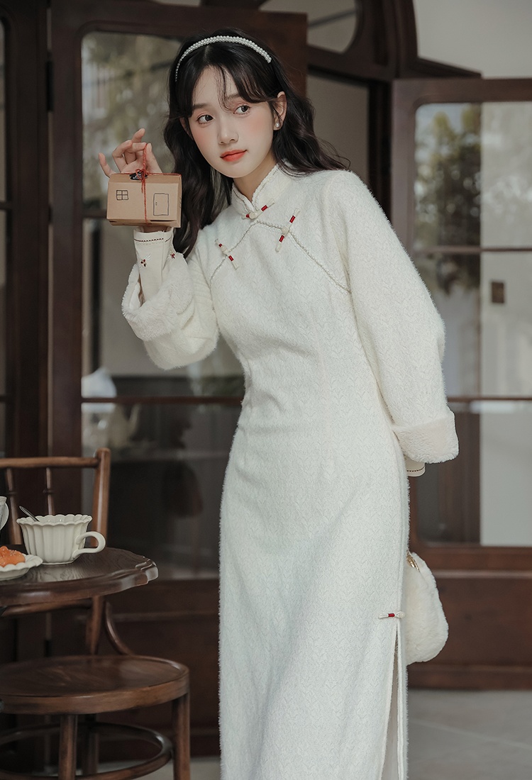 Thermal winter waistcoat Han clothing cheongsam 2pcs set