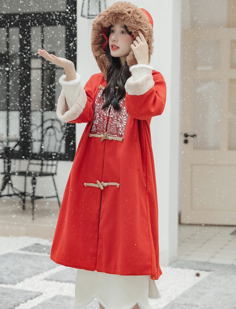 Chinese style Han clothing woolen coat for women