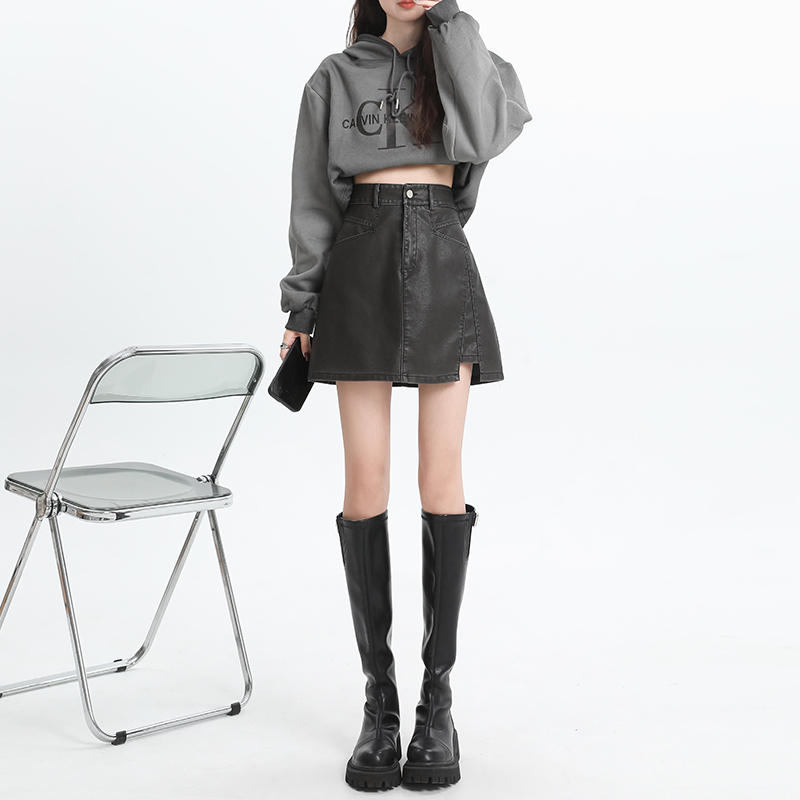 High quality leather skirt short skirt for women