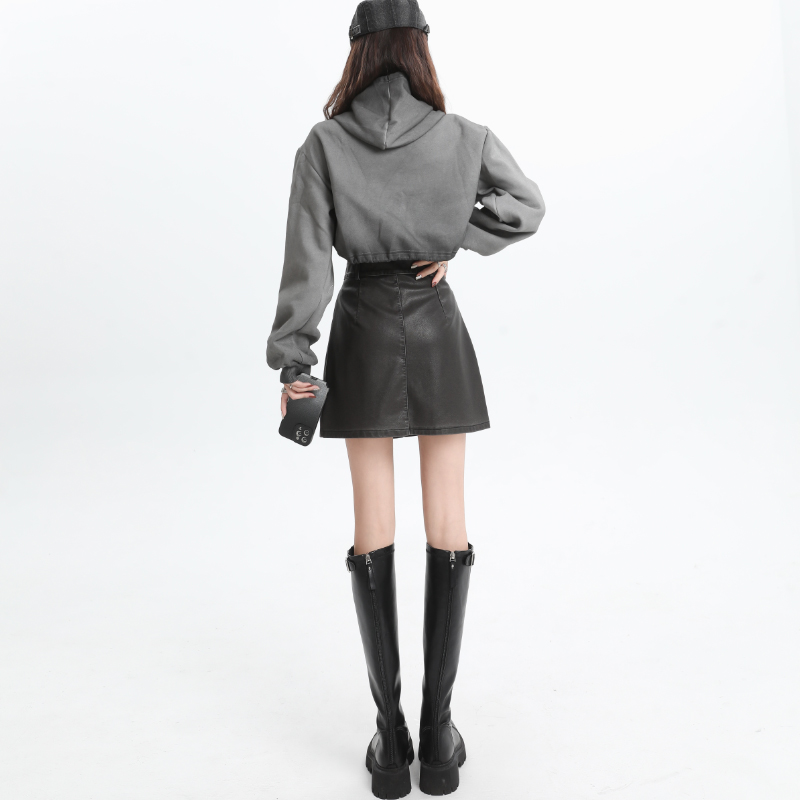 High quality leather skirt short skirt for women