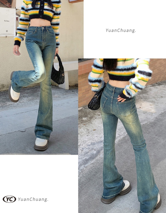 Spicegirl lengthen jeans retro slim long pants for women