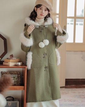 Woolen forest winter woolen coat long hooded cloak for women