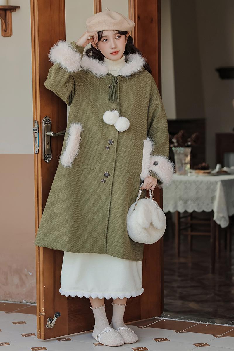 Woolen forest winter woolen coat long hooded cloak for women