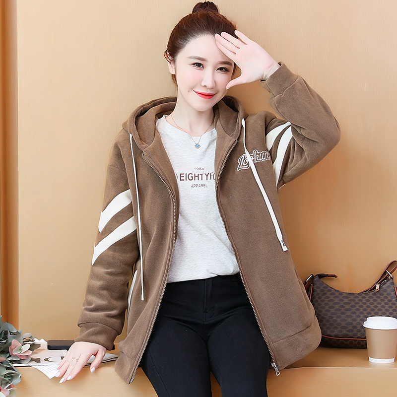 Lamb fur thick coat autumn and winter hoodie for women