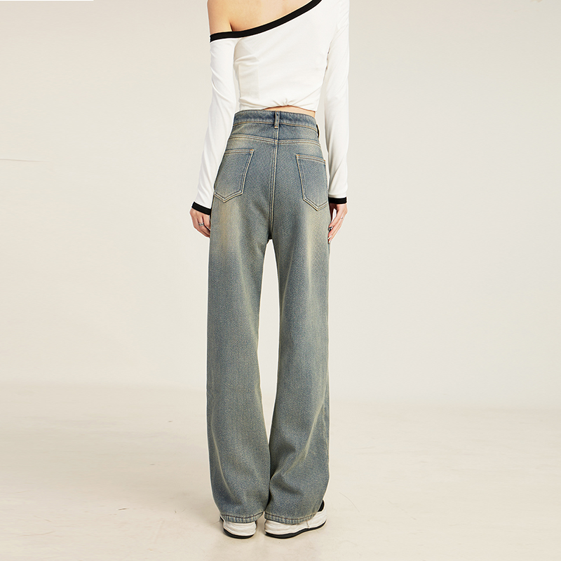 Plus velvet retro long pants high quality jeans for women