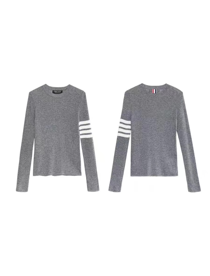 Pullover round neck wool tops slim college style thin sweater