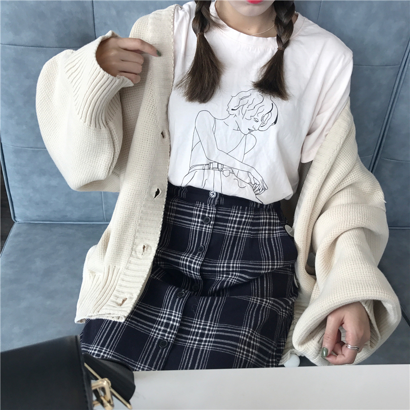 Wears outside cardigan Korean style sweater for women