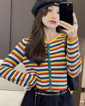 Rainbow small cardigan spring and autumn sweater
