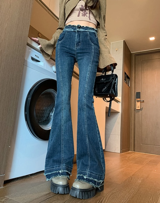 High waist long pants micro speaker jeans for women