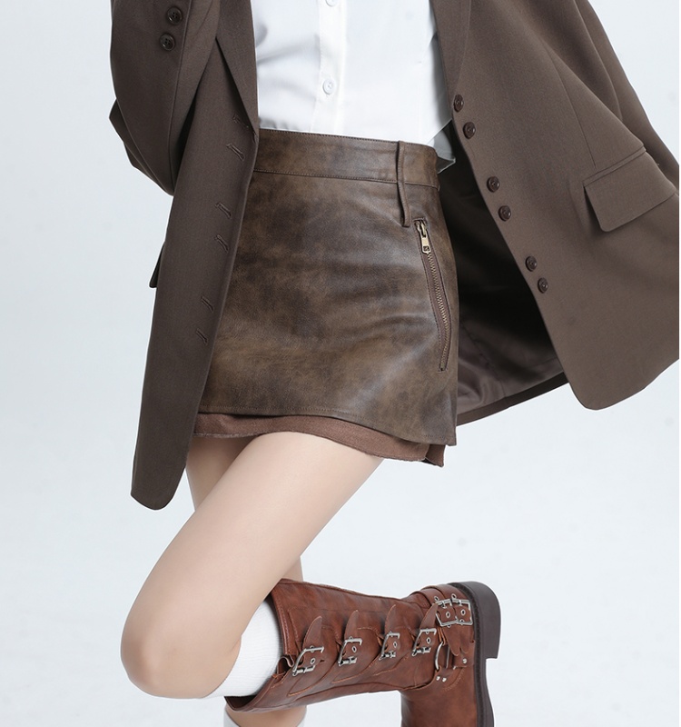 PU package hip skirt spicegirl leather skirt for women