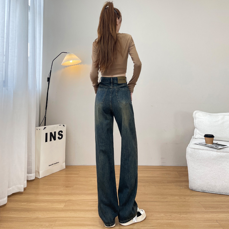 Plus velvet wide leg pants thick jeans for women