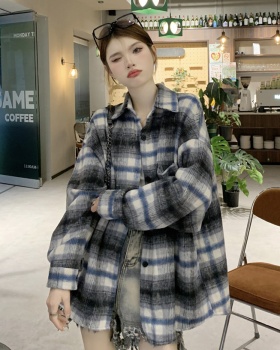Casual Korean style shirt long sleeve woolen coat