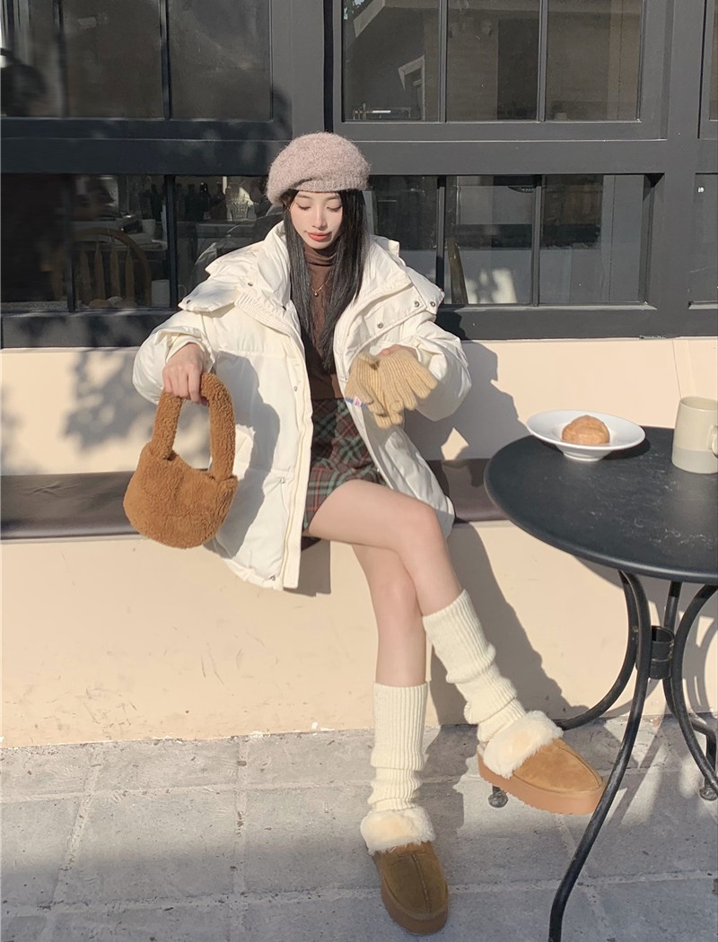Hooded loose coat thick winter cotton coat for women