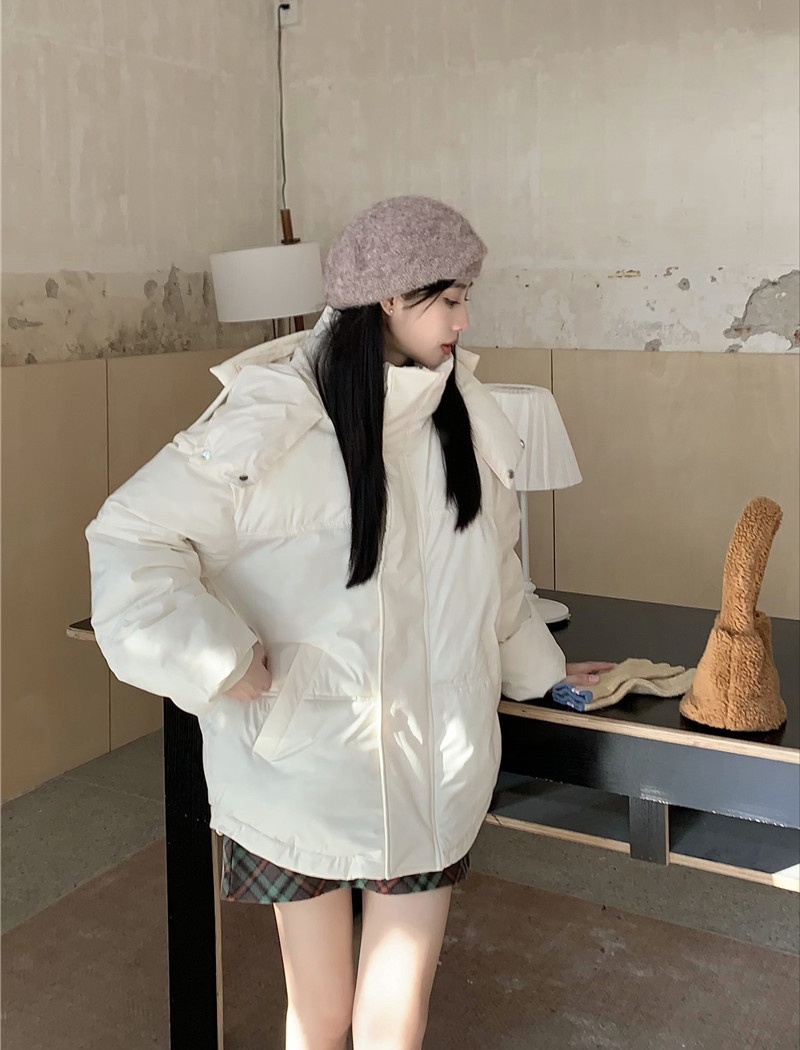 Hooded loose coat thick winter cotton coat for women