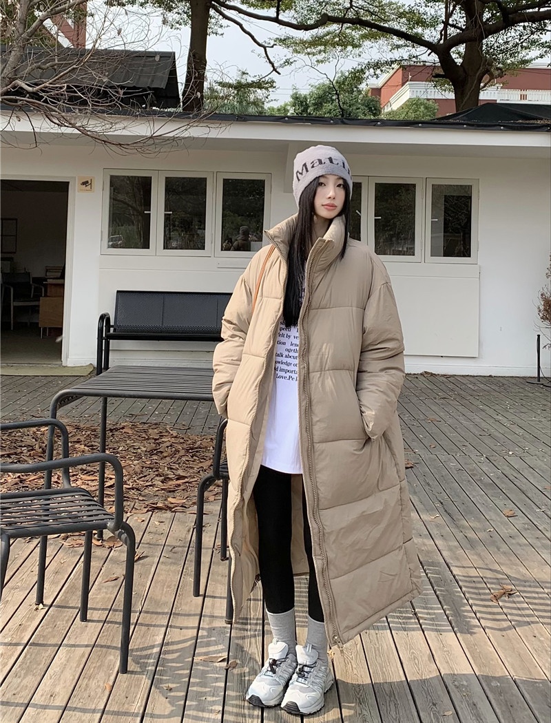 Exceed knee loose coat long cotton coat for women