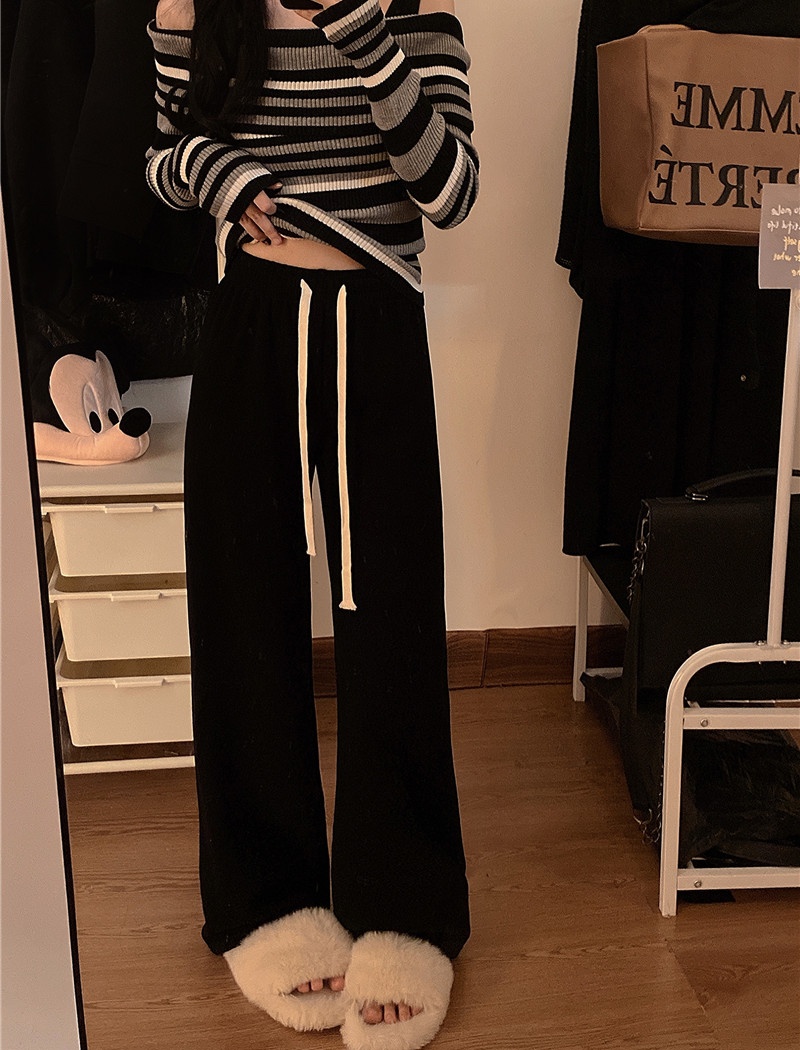 Thick slim all-match wide leg pants for women