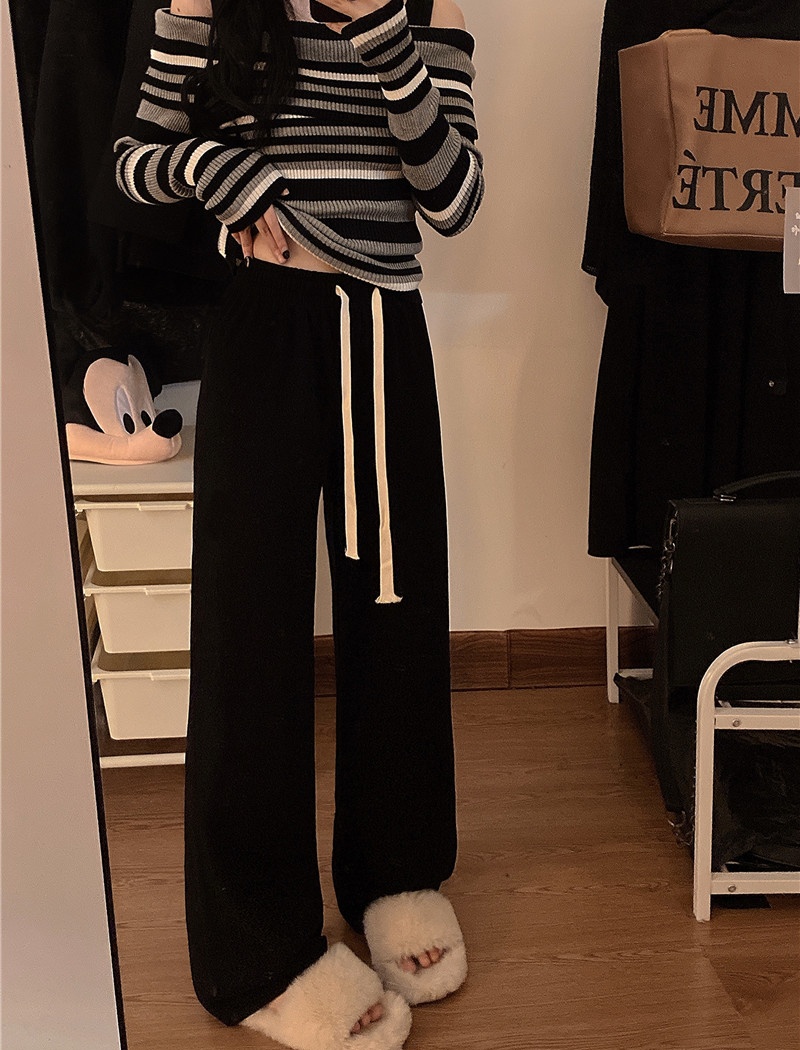 Thick slim all-match wide leg pants for women